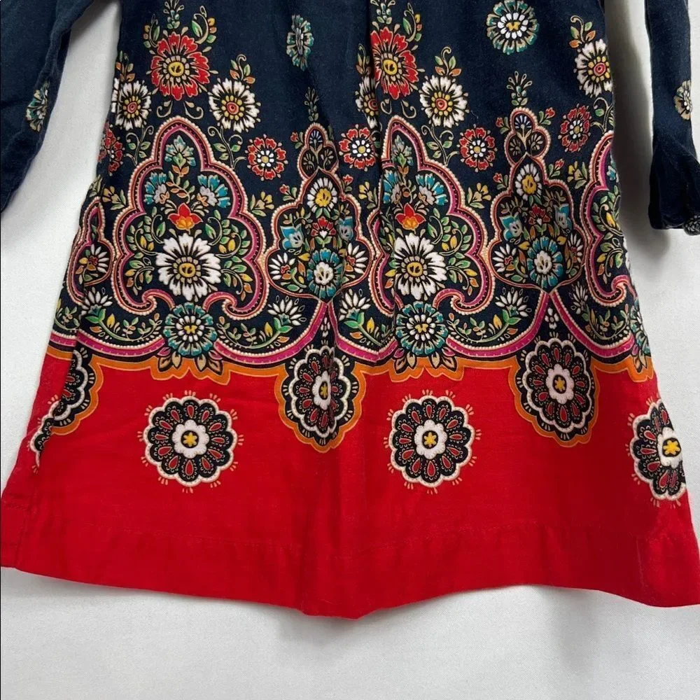 Baby Gap Navy and Red long sleeve cotton floral dress size 12-18 months